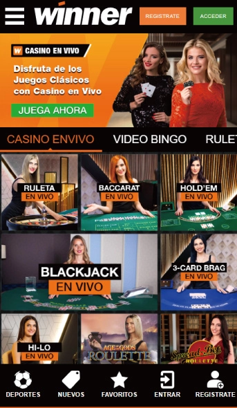 Casino en vivo en winder.mx